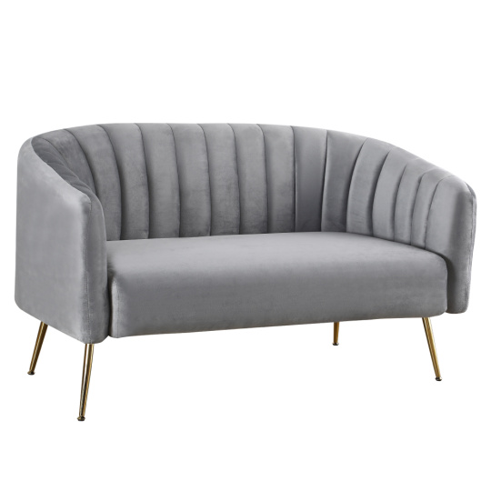 Designový 2-sed, šedá Velvet látka/gold chrom-zlatý, BAGY