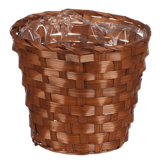 Obal na květiny - proutěný, pr. 15 cm, kulatý, barva hnědá Obal na květiny - proutěný, pr. 15 cm, kulatý, barva hnědá