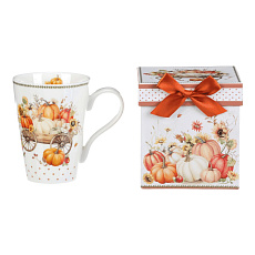 Hrnek porcelánový - 430 ml, dárkové balení, vůz plný dýní Hrnek porcelánový - 430 ml, dárkové balení, vůz plný dýní