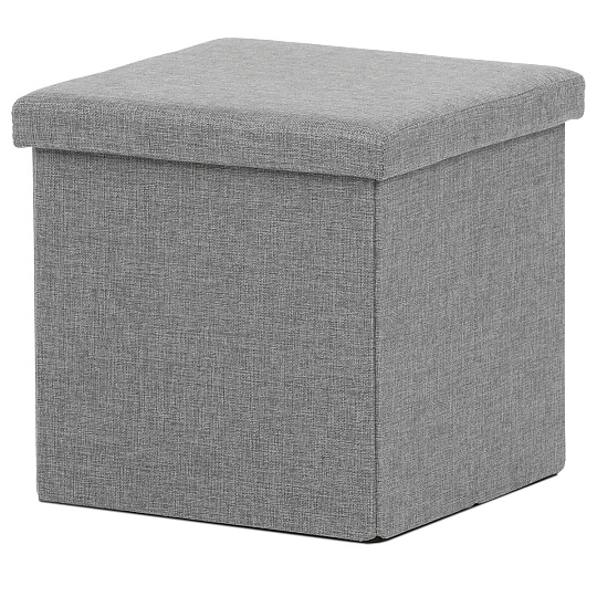 Taburet s úložným prostorem, šedá, látka, TAB-461 GREY2