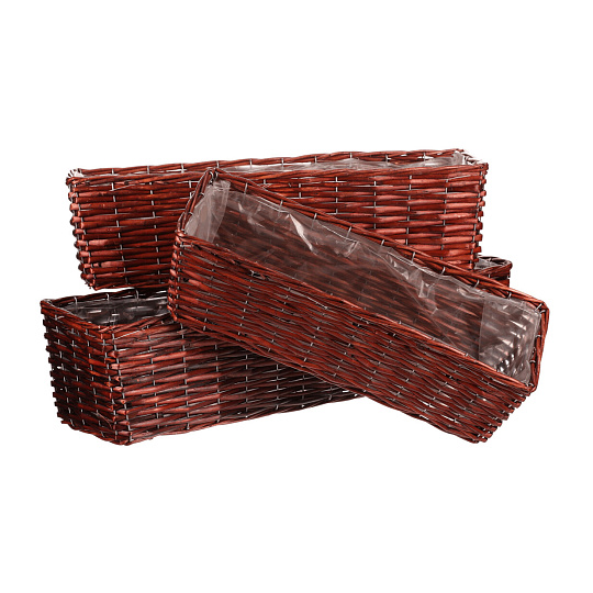 Košík proutěný - hranatý truhlík, tmavě hnědý, cena za sadu 3 ks Košík proutěný - hranatý truhlík, tmavě hnědý, cena za sadu 3 ks
