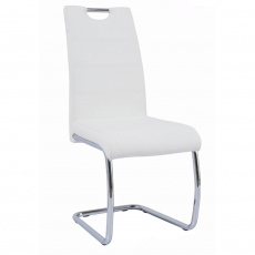 Jídelní židle, bílá ekokůže, světlé šití / chrom, ABIRA NEW
