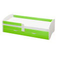 Postel s roštem a úložným prostorem 80x160, bílá/zelená, COCOLINO