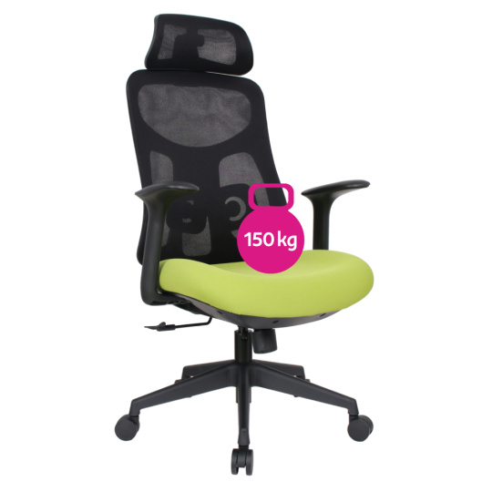 Kancelářské křeslo, zelená/černá, nosnost 150 kg, SULIVAN
