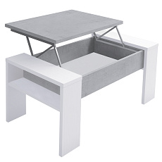 Konferenční stolek, bílá/beton, PULA