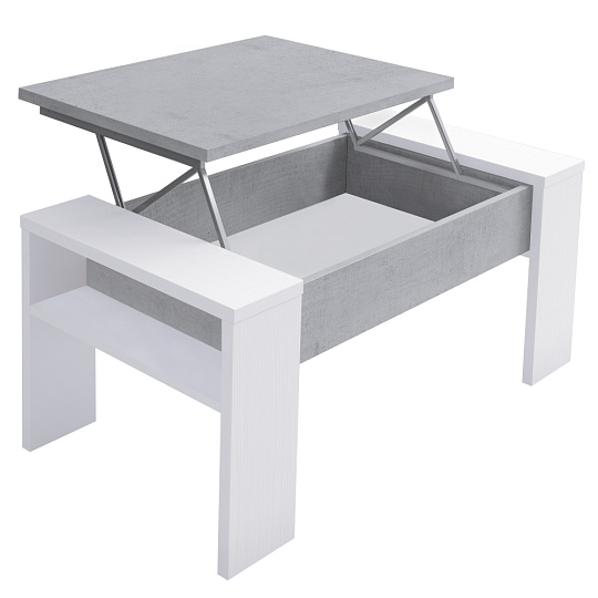 Konferenční stolek, bílá/beton, PULA