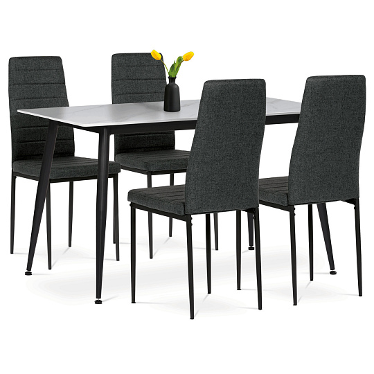Jídelní set s 4 židlemi, 130x70x76cm, keramika, mramor, ASE-1004 BK2 Jídelní set s 4 židlemi, 130x70x76cm, keramika, mramor, ASE-1004 BK2