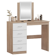 Toaletní stolek, dub sonoma/bílá, KLEVIS