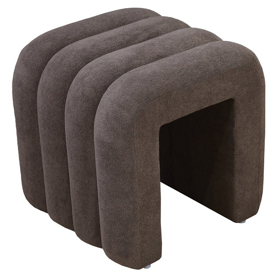 Designový taburet, hnědá látka, SUNDO Designový taburet, hnědá látka, SUNDO