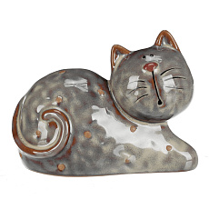 Kočka - keramická figurka, ležící, vel. M, hnědá Kočka - keramická figurka, ležící, vel. M, hnědá