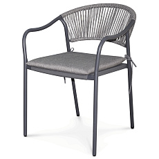 Zahradní židle, kov, polyratan, šedá, AZC-L1352 GREY