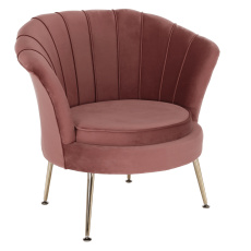 Křeslo ve stylu Art-deco, růžová Velvet látka / gold chrom-zlatý, NOBLIN NEW Křeslo ve stylu Art-deco, růžová Velvet látka / gold chrom-zlatý, NOBLIN NEW