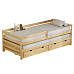 Postel s přistýlkou a úložným prostorem, 90x200, přírodní, ELARA