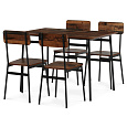 Jídelní set s 4 židlemi, 110x70x76cm, mdf, old wood, AUT-O2155 OLW2