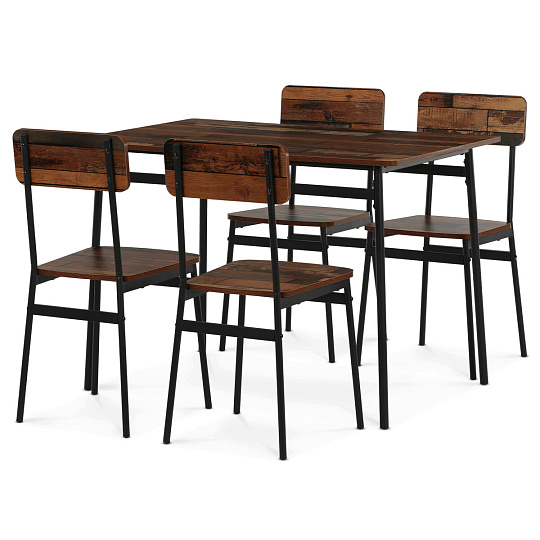 Jídelní set s 4 židlemi, 110x70x76cm, mdf, old wood, AUT-O2155 OLW2