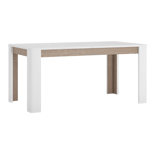 Jídelní rozkládací stůl, bílá extra vysoký lesk HG/dub sonoma tmavý truflový, 160-200x90 cm, LYNATET TYP 75