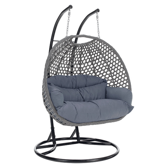 Závěsné dvojkřeslo, černá/šedá/tmavě šedá, DAKAN NEW