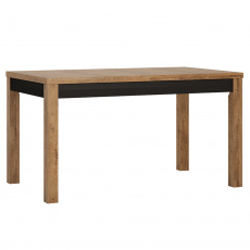 Rozkládací jídelní stůl, dub lefkas tmavý / černý mat, 140-180x85 cm, LUCITA HAVT02 Rozkládací jídelní stůl, dub lefkas tmavý / černý mat, 140-180x85 cm, LUCITA HAVT02
