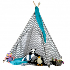 Dětský stan-teepee, šedá / bílá / vzor, Etent Dětský stan-teepee, šedá / bílá / vzor, Etent