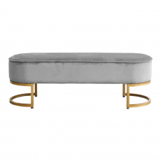 Designová lavice, světlešedá Velvet látka / gold chrom-zlatý, MIRILA Designová lavice, světlešedá Velvet látka / gold chrom-zlatý, MIRILA