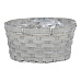 Obal na květiny - oválný, bambusové proutí, igelitová vložka, šedý