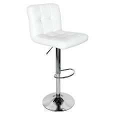 Barová židle, ekokůže bílá/chrom, KANDY 2 NEW