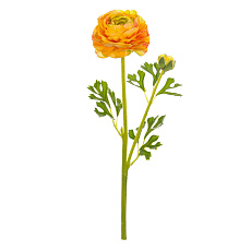 Ranunculus - umělý řezaný, květ s poupětem, žlutý