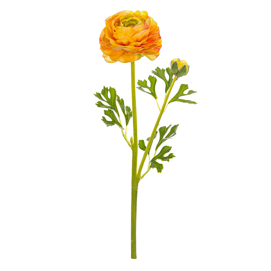 Ranunculus - umělý řezaný, květ s poupětem, žlutý Ranunculus - umělý řezaný, květ s poupětem, žlutý