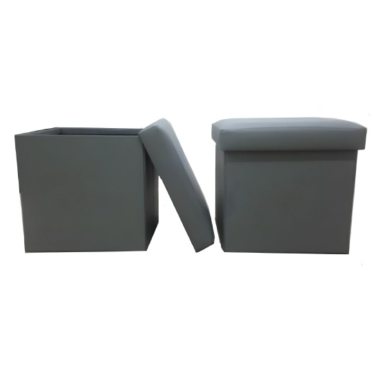 Skládací taburet, ekokůže šedá, TELA NEW Skládací taburet, ekokůže šedá, TELA NEW