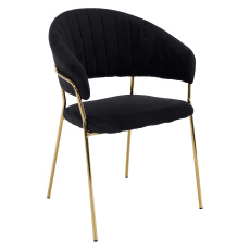 Designové jídelní křeslo, černá Velvet látka/gold chrom zlatý, DASMIN TYP 1