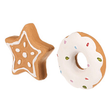 Hvězda a donut - ozdoby z terakoty, imitace perníku, cena za 1 ks Hvězda a donut - ozdoby z terakoty, imitace perníku, cena za 1 ks