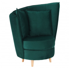 Křeslo ve stylu Art Deco, smaragdová Kronos látka / dub, ROUND NEW Křeslo ve stylu Art Deco, smaragdová Kronos látka / dub, ROUND NEW