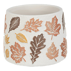Obal betonový - kulatý, vel. L, bílý s motivem barevného listí