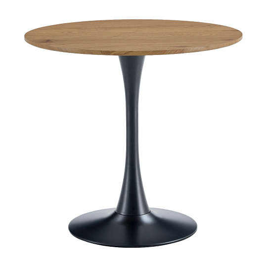 Jídelní stůl, dub/černá, průměr 80 cm, REVENTON NEW