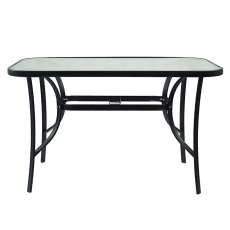 Jídelní stůl, černá ocel/tvrzené sklo, DEMAT NEW
