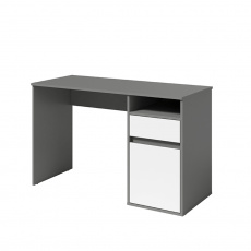 PC stůl, tmavě šedá-grafit/bílá, BILI PC stůl, tmavě šedá-grafit/bílá, BILI