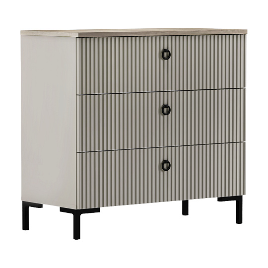 Komoda, šedohnědá Taupe/dub silverjack, DOMCA 3S