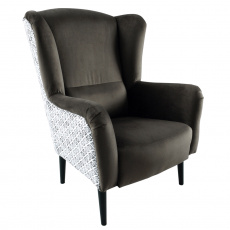 Designové křeslo, Velvet látka hnědá / vzor Terra, BELEK Designové křeslo, Velvet látka hnědá / vzor Terra, BELEK