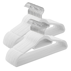 Sametová ramínka, plast, bílá, set 50 ks, ASR-E1020 WT