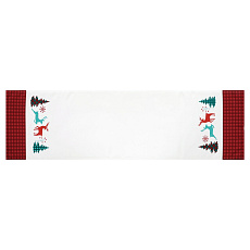 Běhoun bílý - vánoční, červené okraje, 100% polyester, 40 x 150 cm Běhoun bílý - vánoční, červené okraje, 100% polyester, 40 x 150 cm