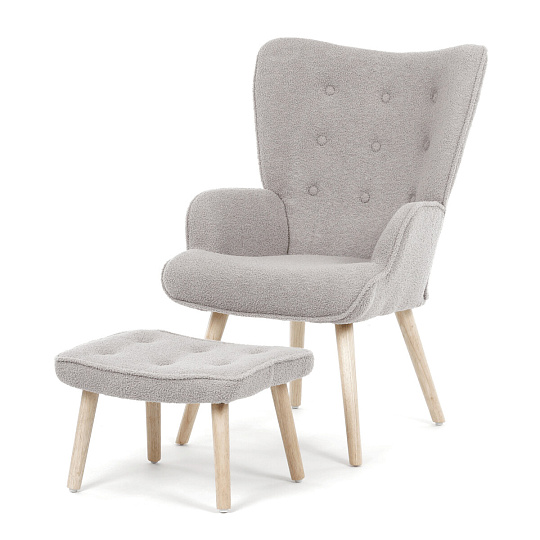 Relaxační křeslo, šedá, látka bouclé, AK-319 GREY2