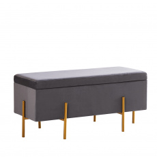 Taburet, šedá Velvet látka / zlatá, GRAL Taburet, šedá Velvet látka / zlatá, GRAL