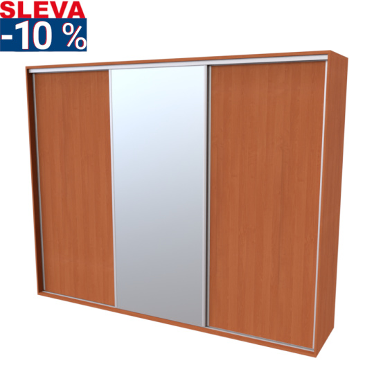 Nábytek Mikulík Vranovice Nábytek Mikulík Vranovice FLEXI 3 300 x 220cm 2x dveře plné , 1x zrcadlo  - olše