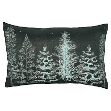 Polštář s výplní - zasněžené stromy, polyester a bavlna, 50 x 30 cm