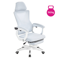 Kancelářské křeslo, světle šedá/bílá, nosnost 150 kg, MALVIN