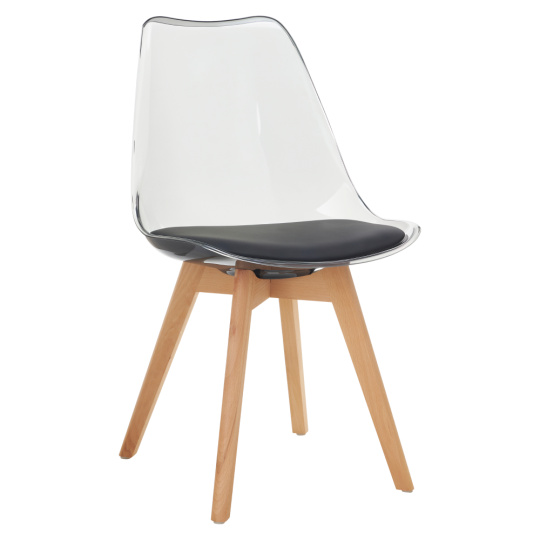 Židle, transparentní černá, akryl/ekokůže/buk, BALI 3 NEW Židle, transparentní černá, akryl/ekokůže/buk, BALI 3 NEW