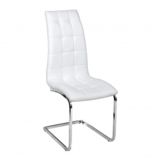 Jídelní židle, ekokůže bílá / chrom, DULCIA