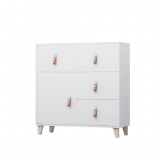 Komoda, bílá, ABS hrany, FIERA 4S1D Komoda, bílá, ABS hrany, FIERA 4S1D