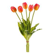 Tulipán - řezaný, měkký plast, tmavě lososový, cena za svazek 5 ks