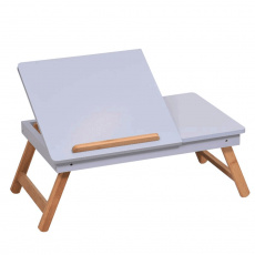 Příruční stolek na notebook / držák na tablet, bílá / přírodní bambus, MELTEN Příruční stolek na notebook / držák na tablet, bílá / přírodní bambus, MELTEN